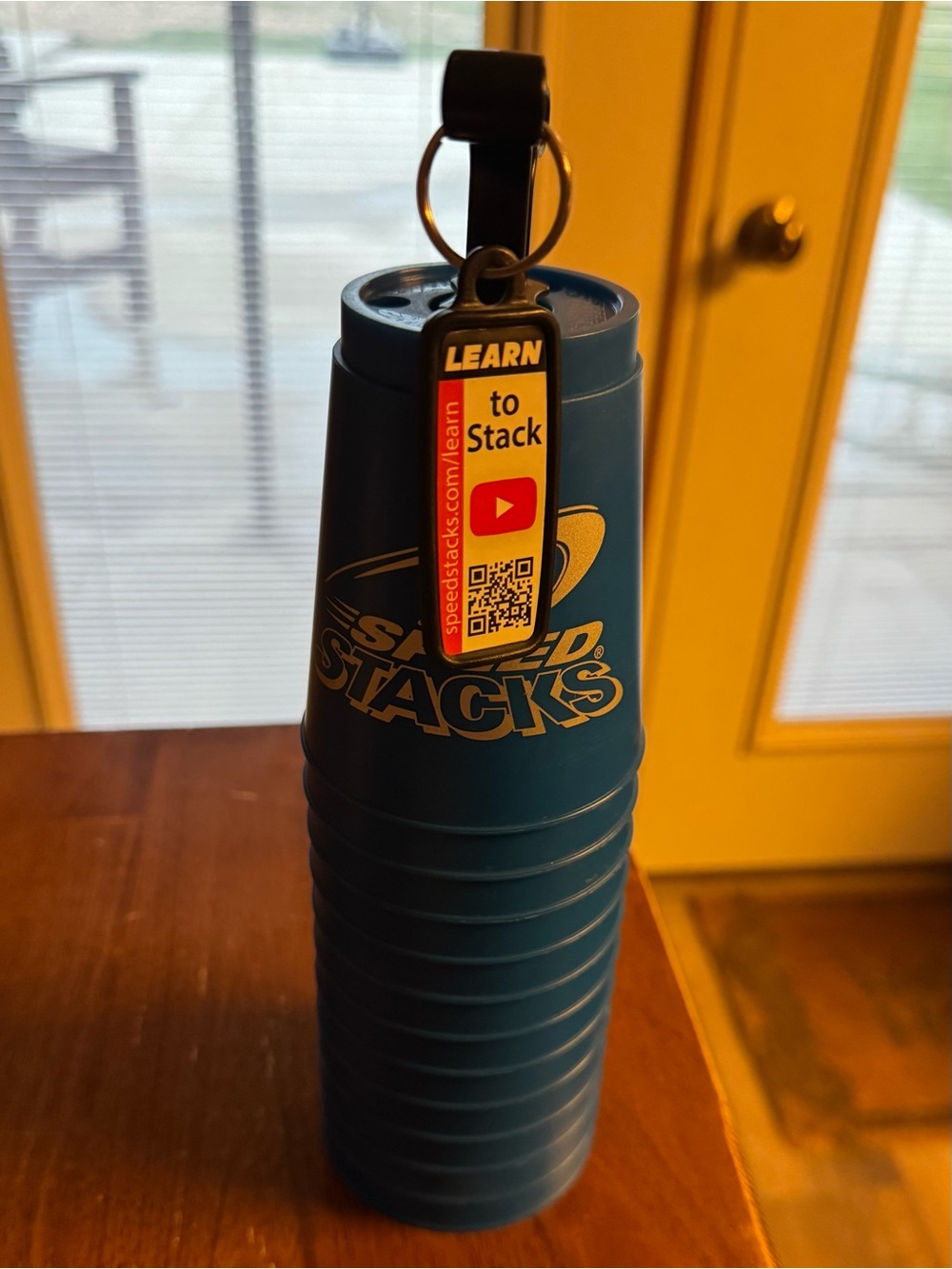 Blue Cup Set with Learn-to-Stack Keychain
